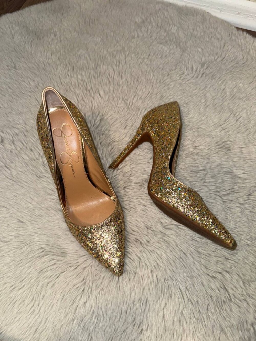 Jessica Simpson Prizma Gold Glitter Pumps US 7 - Picture 4 of 4